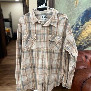 Salty Crew Beige Plaid Casual Button Down Shirt